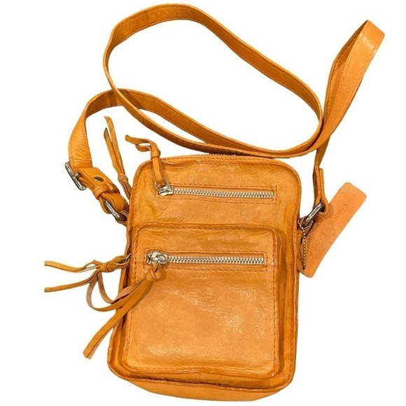 Nino Bossi GENUINE LEATHER Crossbody Tan Brown Zipper Bag - Picture 1 of 8